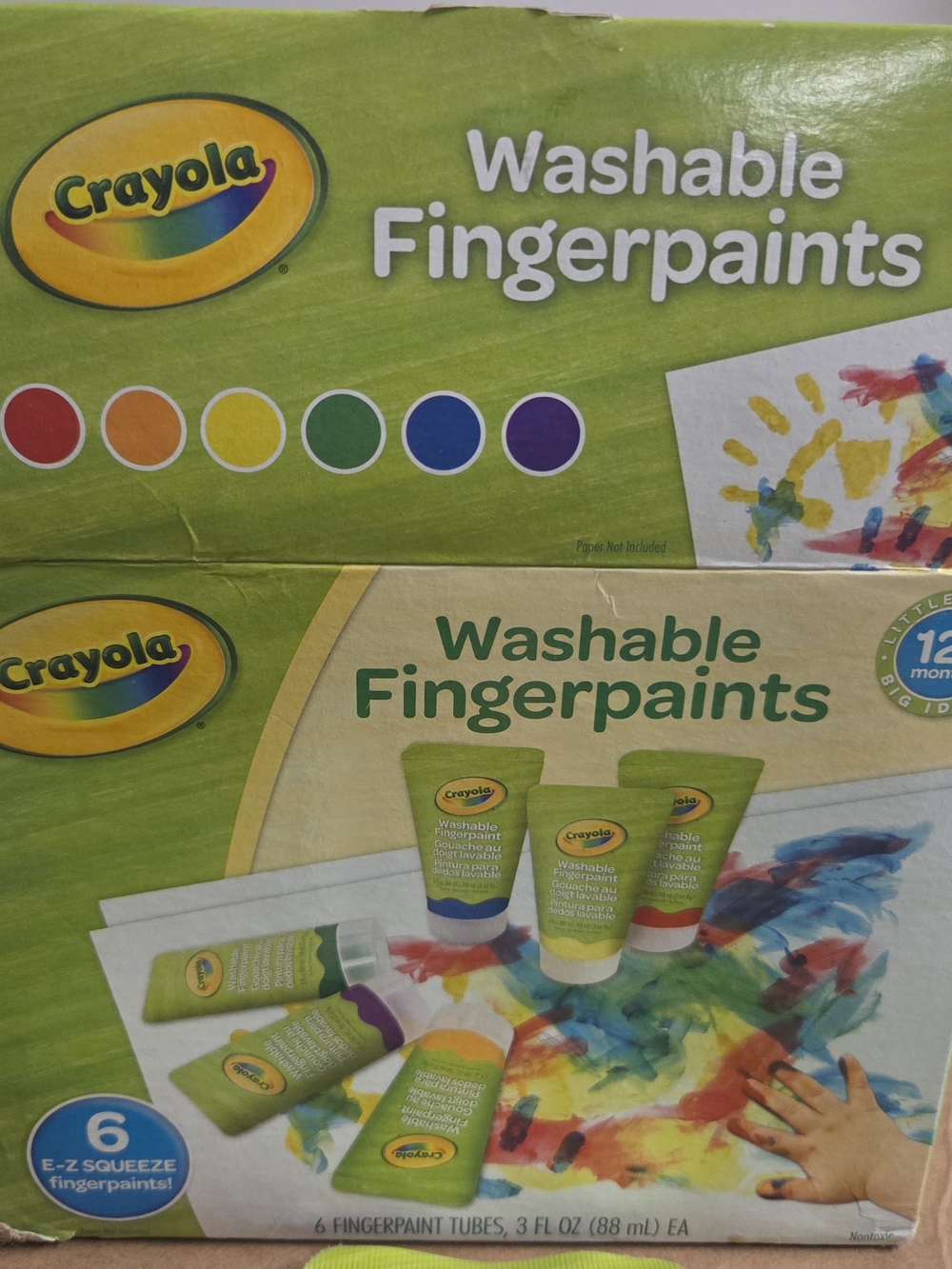 Crayola Washable Fingerpaints - Red, Orange, Yellow, Green, Blue, Purple